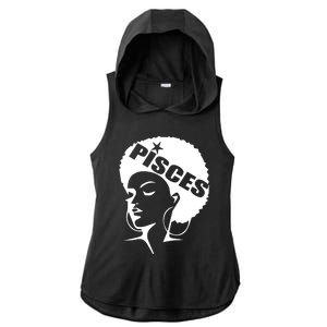 African American Afro Pisces Zodiac Great Gift Ladies PosiCharge Tri-Blend Wicking Draft Hoodie Tank