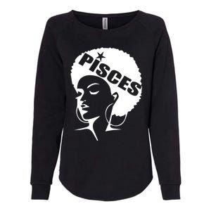 African American Afro Pisces Zodiac Great Gift Womens California Wash Sweatshirt