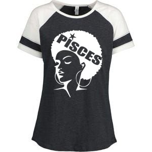 African American Afro Pisces Zodiac Great Gift Enza Ladies Jersey Colorblock Tee