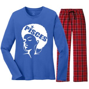 African American Afro Pisces Zodiac Great Gift Women's Long Sleeve Flannel Pajama Set 