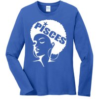 African American Afro Pisces Zodiac Great Gift Ladies Long Sleeve Shirt