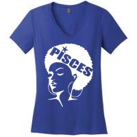 African American Afro Pisces Zodiac Great Gift Women's V-Neck T-Shirt