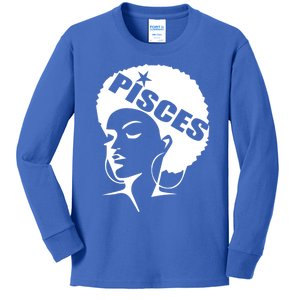 African American Afro Pisces Zodiac Great Gift Kids Long Sleeve Shirt