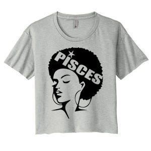 African American Afro Pisces Zodiac Great Gift Women's Crop Top Tee