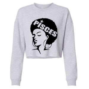 African American Afro Pisces Zodiac Great Gift Cropped Pullover Crew