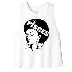 African American Afro Pisces Zodiac Great Gift Women's Racerback Cropped Tank