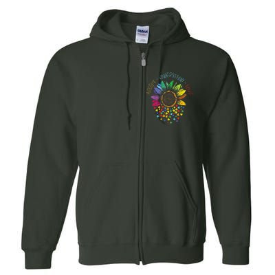 Autism Awareness Accept Understand Love ASD Rainbow Flower Full Zip Hoodie