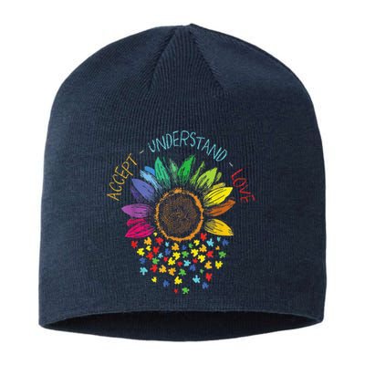 Autism Awareness Accept Understand Love ASD Rainbow Flower Sustainable Beanie