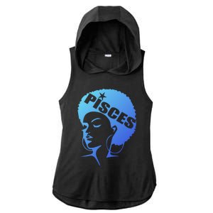 African American Afro Pisces Zodiac Great Gift Ladies PosiCharge Tri-Blend Wicking Draft Hoodie Tank