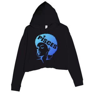 African American Afro Pisces Zodiac Great Gift Crop Fleece Hoodie