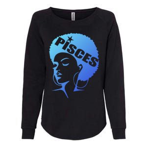 African American Afro Pisces Zodiac Great Gift Womens California Wash Sweatshirt