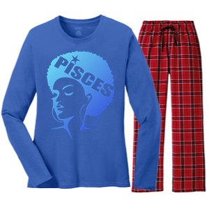 African American Afro Pisces Zodiac Great Gift Women's Long Sleeve Flannel Pajama Set 