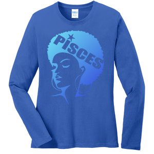 African American Afro Pisces Zodiac Great Gift Ladies Long Sleeve Shirt