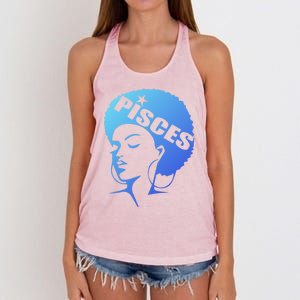 African American Afro Pisces Zodiac Great Gift Women's Knotted Racerback Tank