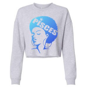 African American Afro Pisces Zodiac Great Gift Cropped Pullover Crew