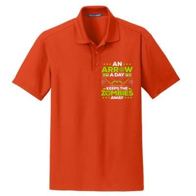 Archery An Arrow A Day Keeps The Zombies Away Archer Funny Gift Dry Zone Grid Polo