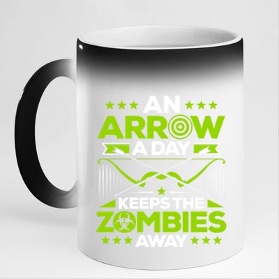 Archery An Arrow A Day Keeps The Zombies Away Archer Funny Gift 11oz Black Color Changing Mug