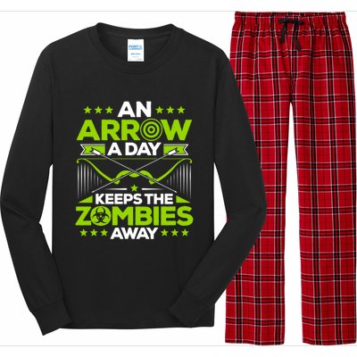 Archery An Arrow A Day Keeps The Zombies Away Archer Funny Gift Long Sleeve Pajama Set