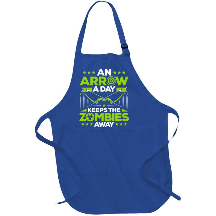 Archery An Arrow A Day Keeps The Zombies Away Archer Funny Gift Full-Length Apron With Pockets