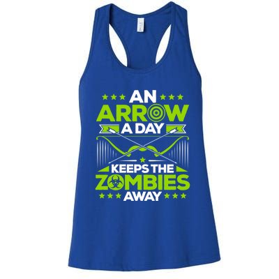 Archery An Arrow A Day Keeps The Zombies Away Archer Funny Gift Women's Racerback Tank