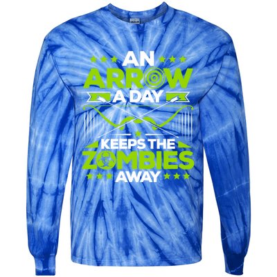 Archery An Arrow A Day Keeps The Zombies Away Archer Funny Gift Tie-Dye Long Sleeve Shirt