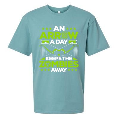 Archery An Arrow A Day Keeps The Zombies Away Archer Funny Gift Sueded Cloud Jersey T-Shirt