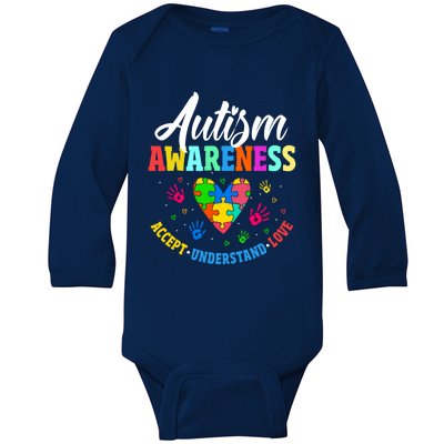 Autism Awareness Accept Understand Love Cute Gift Baby Long Sleeve Bodysuit