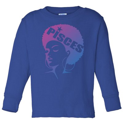 African American Afro Pisces Zodiac Great Gift Toddler Long Sleeve Shirt