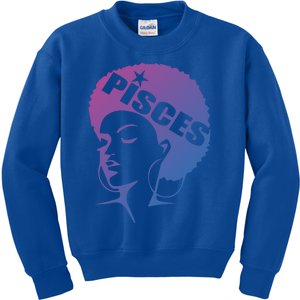 African American Afro Pisces Zodiac Great Gift Kids Sweatshirt