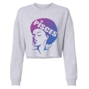 African American Afro Pisces Zodiac Great Gift Cropped Pullover Crew