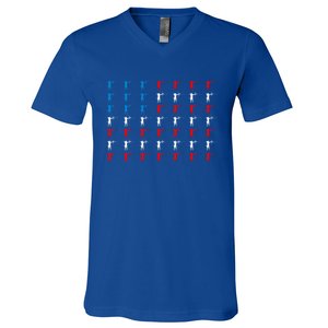 Archery Archer American Flag Independence Day 4th Of July Gift V-Neck T-Shirt