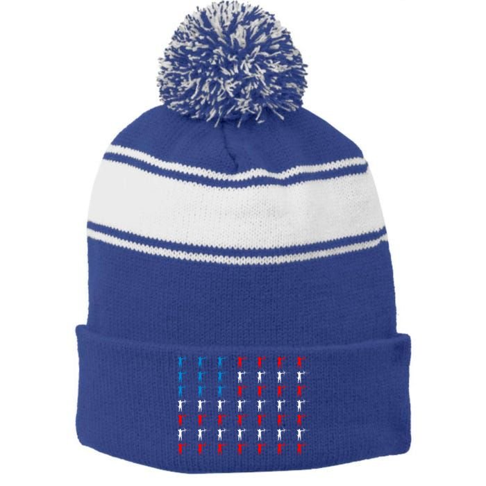 Archery Archer American Flag Independence Day 4th Of July Gift Stripe Pom Pom Beanie