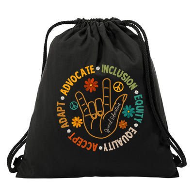 Accept Adapt Advocate Inclusion Equity Equality Drawstring Bag