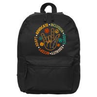 Accept Adapt Advocate Inclusion Equity Equality 16 in Basic Backpack