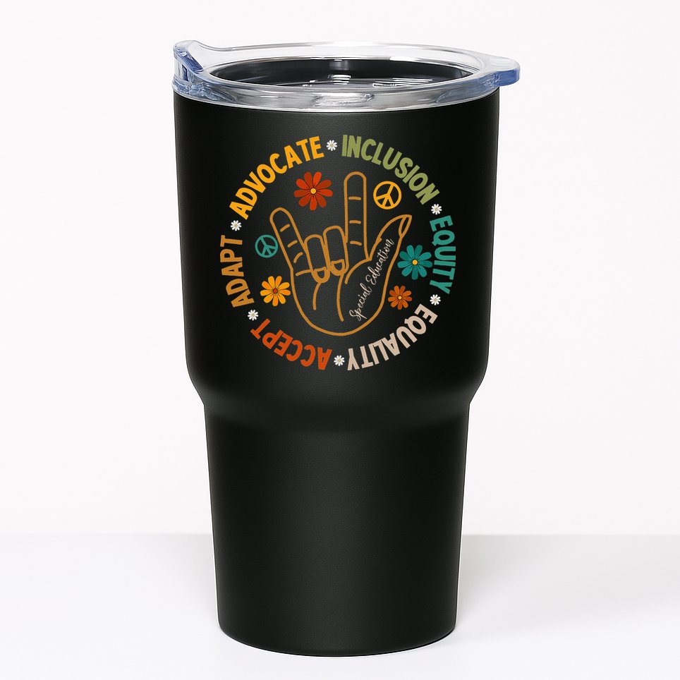 Accept Adapt Advocate Inclusion Equity Equality Tumbler