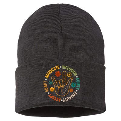 Accept Adapt Advocate Inclusion Equity Equality Sustainable Knit Beanie