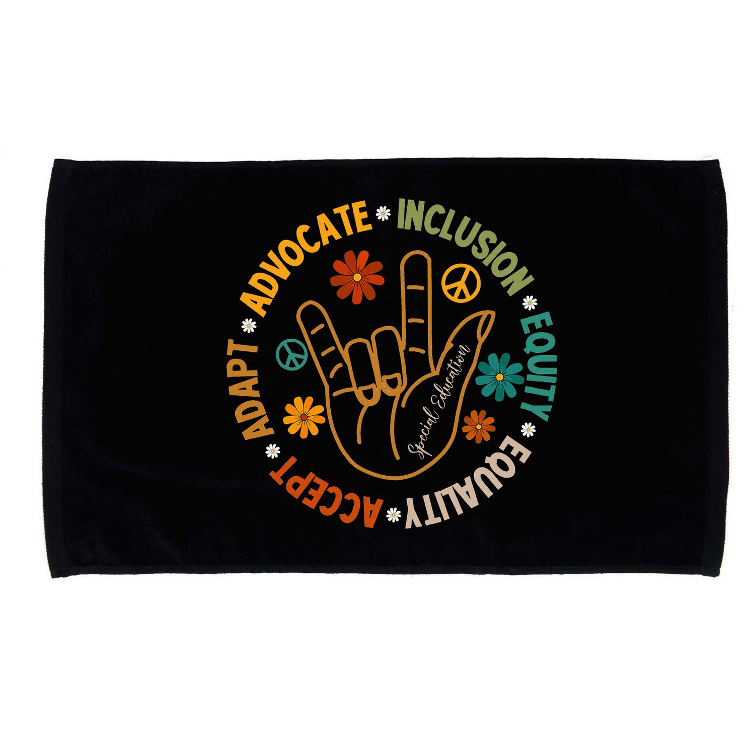 Accept Adapt Advocate Inclusion Equity Equality Microfiber Hand Towel