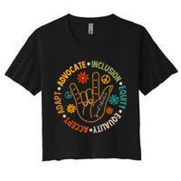 Accept Adapt Advocate Inclusion Equity Equality Women's Crop Top Tee