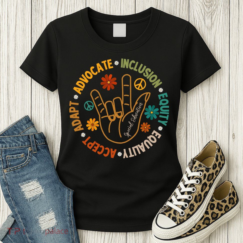 Accept Adapt Advocate Inclusion Equity Equality Womens T-Shirt