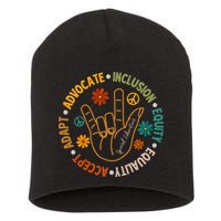 Accept Adapt Advocate Inclusion Equity Equality Short Acrylic Beanie