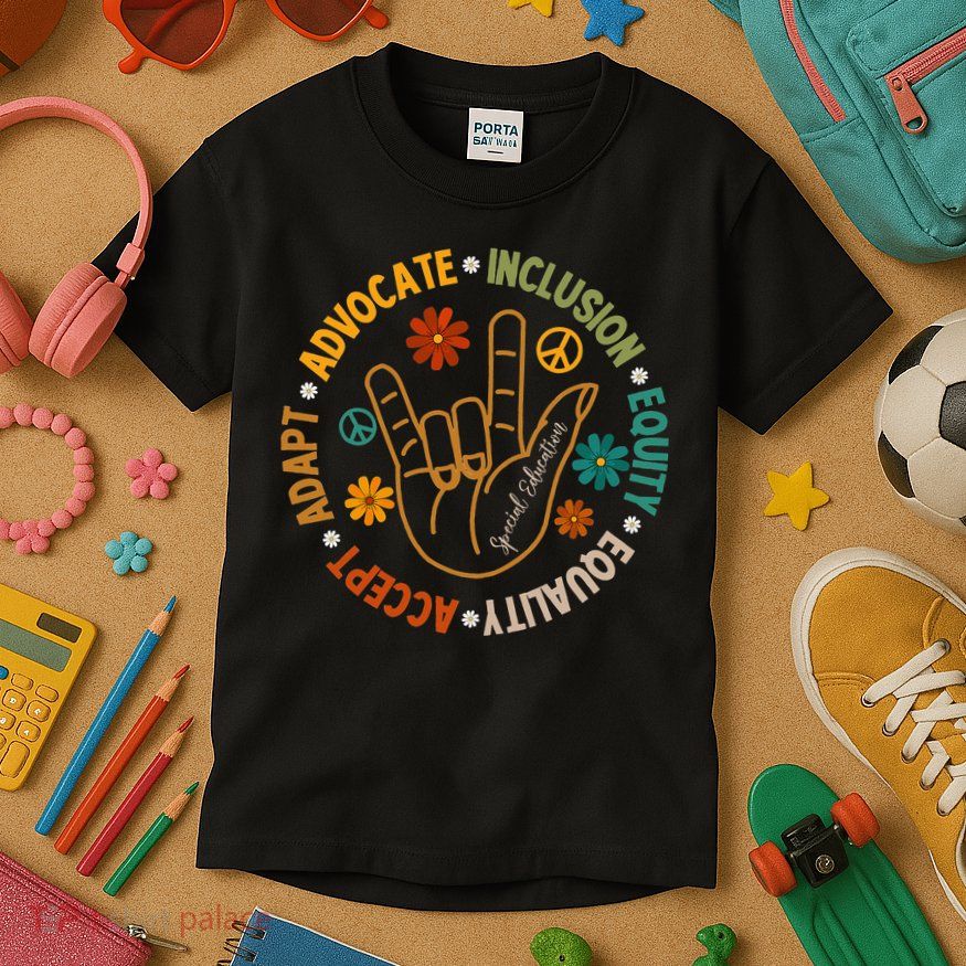 Accept Adapt Advocate Inclusion Equity Equality Kids T-Shirt