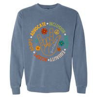 Accept Adapt Advocate Inclusion Equity Equality Garment-Dyed Sweatshirt