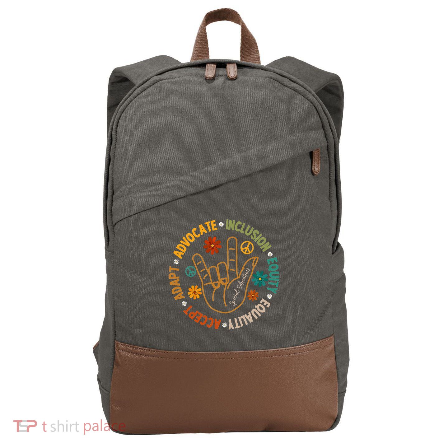 Accept Adapt Advocate Inclusion Equity Equality Cotton Canvas Backpack