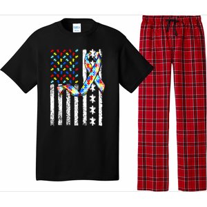 Autism Awareness American Flag Autism Gift Pajama Set