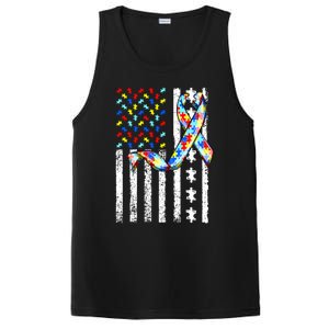 Autism Awareness American Flag Autism Gift PosiCharge Competitor Tank