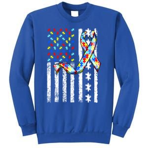 Autism Awareness American Flag Autism Gift Sweatshirt