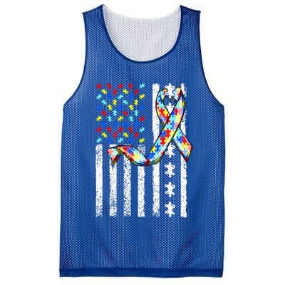 Autism Awareness American Flag Autism Gift Mesh Reversible Basketball Jersey Tank