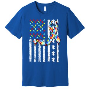 Autism Awareness American Flag Autism Gift Premium T-Shirt