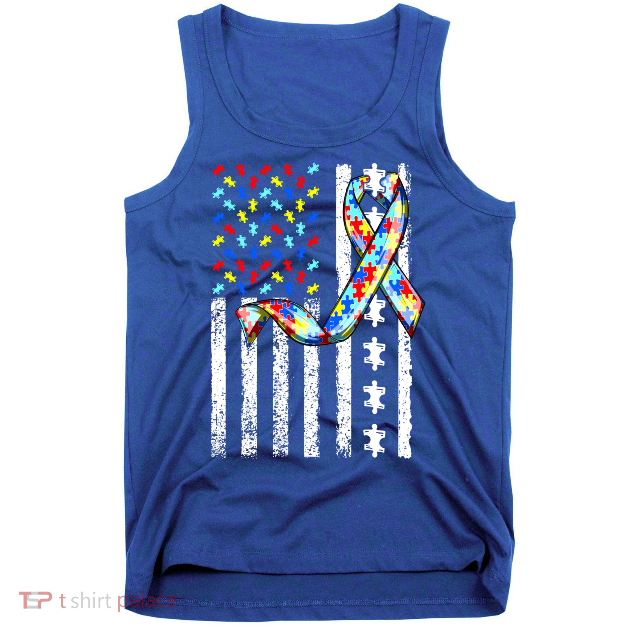 Autism Awareness American Flag Autism Gift Tank Top