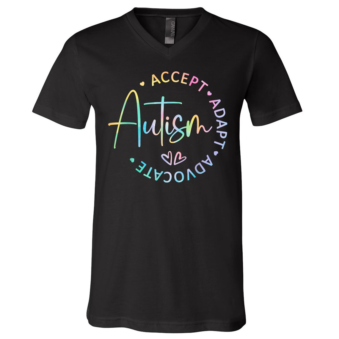 Autism Awareness Accept Adapt Advocate Autism  V-Neck T-Shirt